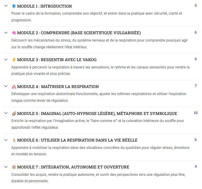 Programme de la formation respirer pour se réguler, par Rayan Gori, Hypno-Alchimiste